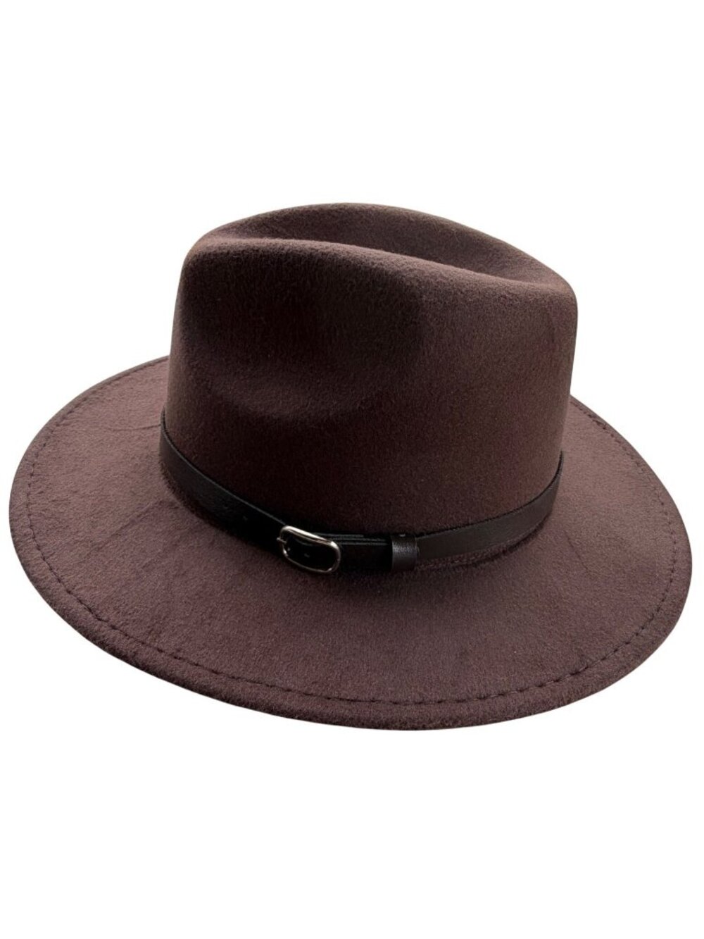 Unbranded Brown Fedora Hat w/Classic Felt Material and Leather Band Size 57cm